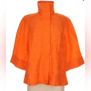 Lafayette 148 New York Bright Orange Three-Quarter Sleeve Trench